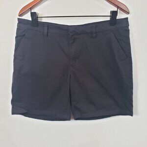 H&M LOGG Womens Flat Front Navy Blue Chino Shorts Size 12 7" Inseam pocket /A238